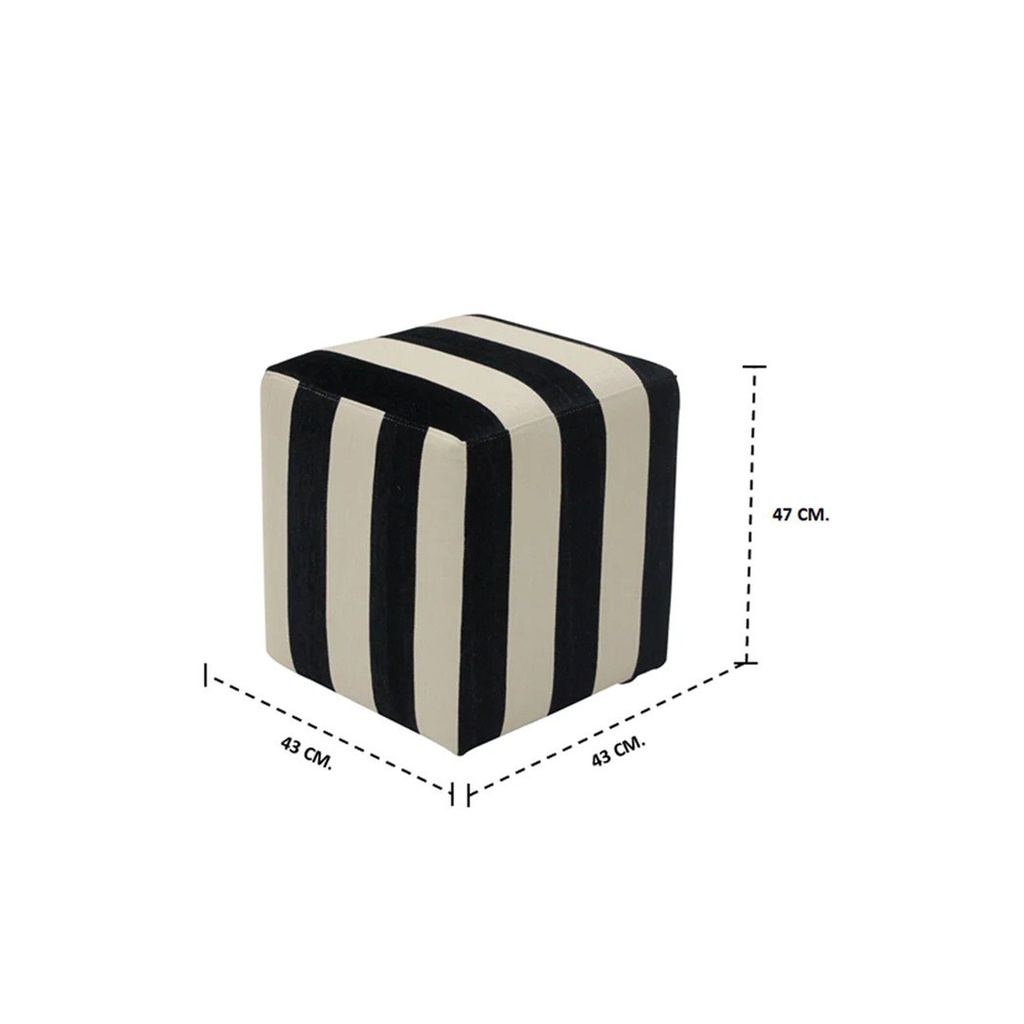 Boom Stool - Black Striped Cream Fabric