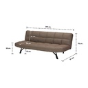 Noha Sofa Bed - Black Steel - Fabric Light Brown